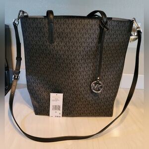 Michael Kors Hayley Black/Grey Logo North-South Tote